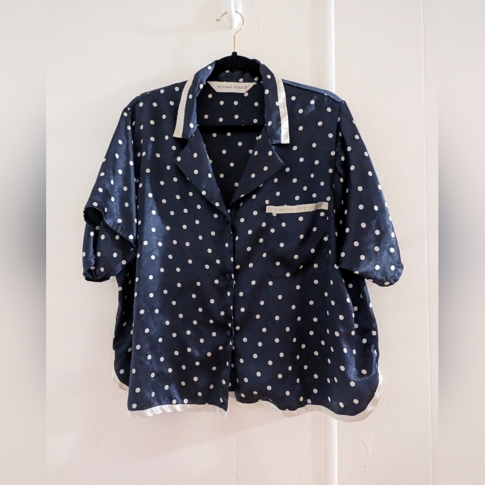 Victoria's Secret Navy Polka Dot Blouse